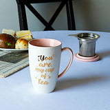 Sweese 205.108 Porcelain Tea Mug with Infuser and Lid - You Are My Cup of Tea, 15 OZ, Pink