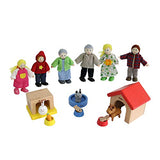 Hape Happy Family Dollhouse with Pet Set Award Winning Doll Family Set, Unique Accessory for Kid’s Wooden Dolls House, Imaginative Play Toy, 6 Family Figures, Adults 4.3" and Kids 3.5"