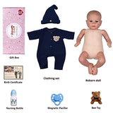 JIZHI Realistic-Newborn Baby Dolls, Lifelike Reborn Baby Dolls Boy 17 Inch, Soft Body Vinyl Reborn Dolls with Bear Toy & Gift Set for Kids Age 3+