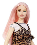 Barbie Fashionistas Doll, Curvy with Long Pink Hair, Wearing Animal Print Dress and Accessories, for 3 to 7 Year Olds