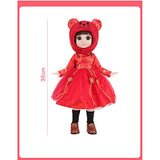 LoveinDIY 14.2 Inch BJD American Doll with Cloth Dress Up Girl Figure for DIY Customizing - Red Rat