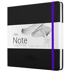 Articka Note Hardcover Sketchbook – Square Hardbound Sketch Journal – 8 x 8 Inch Art Book – 120 Pages with Elastic Closure – 190GSM Paper – Ideal for Pencils, Graphite, Charcoal, Pen