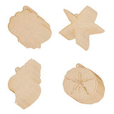 Unfinished Wooden Christmas Ornaments - 24-Pack Paintable Blank Xmas Tree Hanging Wood Slices for