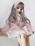 softgege (17.5-19CM) BJD Doll Hair Wig 1/4 MSD AOD DF DZ DOD LUTS / Gray-Pink FBE123