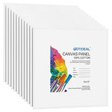 GOTIDEAL Canvases for Painting, 10x10" inch of 12 Pack, Professional Primed White Blank Flat Canvas Panels- 100% Cotton Artist Canvas Boards for  Acrylics Painting, Oil Watercolor Tempera
