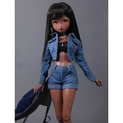 KDJSFSD BJD Doll 1/4 Original Anime Style Doll SD Dolls 15.5 Inch Ball Jointed Doll Fashion DIY Toys with Denim Suit Shoes Wig Hair Makeup Necklace,Christmas Birthday Gift for Kids Girls Children