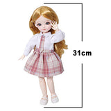 lahomia Fully Poseable Doll 3D Eyes Collector Doll 1/6 Scale Ball Jointed Doll 12 inch BJD Fashion Doll with JK Uniform Clothes Outfits - Gold