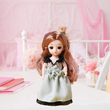 Angelhood 1/6 Mini BJD Doll, 17cm Ball Jointed Dolls with Clothes Dress Up Wig and Movable Joint, Toy Gift for Girls