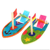 MIAO JIN 4 Pack DIY Wooden Sailboat Band Paddle Boat Paint and Decorate Wooden Sailboat Craft Kits
