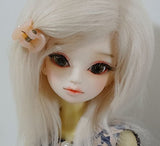 6-7 "16cm 7-8" (18-19CM) BJD Doll Fur and Feather Long Hair Wig For 1/6 1/4 YOSD LUTS-KID MSD DOC LATI-BLUE