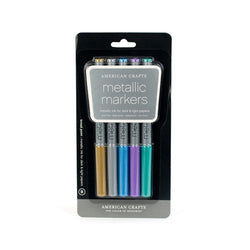 American Crafts Metallic Marker 5-Pack, Broad Point, Multi Color