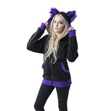 Pawstar Mew Kitty Cat Eared Hoodie Jacket - Medium Purple