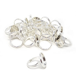 Honbay 20PCS Silver Plated 16mm Adjustable Blank Finger Ring Bases Cabochon Settings Round Finger