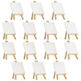 Arteza 4x4” Mini Stretched White Blank Canvas with Easel, Bulk Pack of 14, Primed, 100% Cotton