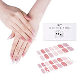 DANNI & TONI Semi Cured Gel Nail Strips Gemstone Nude Color Gel Nail Stickers Glitters Nail Art Wraps(28 Stickers)