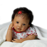 The Ashton - Drake Galleries Sweet Butterfly Kisses Coos at Your Touch with Hand-Rooted Hair - So Truly Real African-American Lifelike, Interactive & Realistic Newborn Baby Doll 19-inches