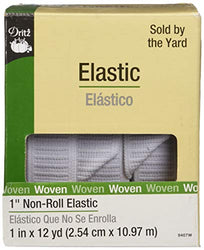 Dritz 9407W Non-Roll Woven Elastic, White, 1-Inch by 12-Yard
