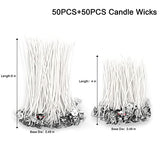 Anvin 100 Pcs Cotton Candle Wicks, 60 Pcs Candle Wick Stickers, 20 Pcs Metal Candle Wick Tabs and 1 Pcs Centering Device for Candle Making Starter Kit DIY Craft Tools (4 inch & 6 inch)