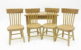 Zungtin 5pcs Wood Dining Table Chair Model Set 1:12 Dollhouse Miniature Furniture