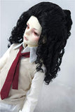 Doll Wigs JD243 Teddy Bear Curly BJD Wig 1/6 1/4 1/3 YOSD MSD SD Synthetic Mohair Doll Accessories (Black, 7-8inch)