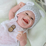 Anano Smiling Reborn Doll 19 Inch Sweet Girl Newborn Reborn Baby Dolls Silicone Full Body Washable Realistic Baby Toy Open Mouth Birthday for Kids