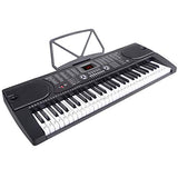 Hamzer 61-Key Electronic Piano Electric Organ Music Keyboard with Stand, Microphone, Sticker Sheet - Black
