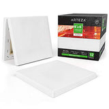 Arteza 6"x6" Stretched White Blank Canvas, Bulk (Pack of 12), Primed 100% Cotton, for Painting, Acrylic Pouring, Oil Paint & Wet Art Media, Canvases for Professional Artist, Hobby Painters & Beginner