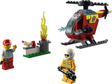 LEGO City Fire Helicopter 60318 Building Kit for Kids Aged 4+; Includes Firefighter and Vendor Minifigures with Accessories, Including Toy Walkie-Talkie, Bread and 2 Hotdog Elements (53 Pieces)