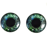 40mm Pair of Big Blue and Green Glass Eyes, for Jewelry Making, Arts Dolls, Sculptures, and More