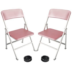 2PCS 1/6 Scale Foldable Chair Mini Chair Folding Chair for Action Figure Accessories Miniature Furniture Dollhouse Decoration (Pink)