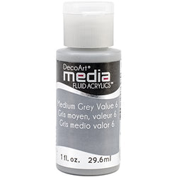 Deco Art Media Fluid Acrylic Paint, 1-Ounce, Medium Grey