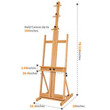 MEEDEN Extra Large Classic H-Frame Artist Easel,Solid Beech Wood Sturdy Studio Easel,Indoor Art Easel for Oil, Acrylic,Sketching,Pastel Painting, Holds Canvas Art up to 104"
