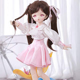 BJD Dolls Full Set, BJD Doll Girl 1/6 BJD Doll Two-Dimensional Cartoon Anime Action Full Set Figure SD Doll + Clothes + Shoes + Wig + Makeup