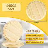 4 Pieces Round Wooden Plaque Wood Plaques for Crafts Unfinished Round Wood Base Display for Craft Projects Display DIY Painting Carving Home Decoration, Wood Color (7 Inch)
