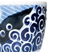 Mino Ware Traditional Japanese Yunomi Tea Cups, Wave Whale Design for Green Tea, Matcha Tea, Set of 2