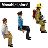 Beverly Hills Doll Collection Sweet Li’l Family Firefighter, Police Officer, Doctor Dollhouse Figures - Emergency Action People Set, Pretend Play for Kids and Toddlers