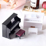 3Pcs/Set Creative Mini Grand Piano Miniature Piano with Stool DIY Handmade Dollhouse Miniatures for Home,Perfect DIY Dollhouse Toy Gift Set Black