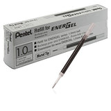 Pentel Refill Ink for BL60 EnerGel Liquid Gel Pen, 1.0mm, Metal Tip, Black Ink, Box of 12