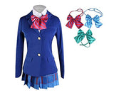 Lifeye Anime Love Live Cosplay Costume Students School Uniform Blue Coat with Skirt and 3 Bowknots
