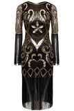 BABEYOND Womens 1920s Flapper Dress Flapper Sequins Fringe Dress (Black, S)