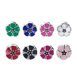 Beadthoven 50pcs Alloy Enamel Flower European Beads with Large Hole Style Dangle Charms Beads for