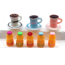 Nuanmu Miniature Drink Bottles Wine Bottles Dollhouse Cake Decorations Pretend Play Kitchen Game Party Toys (Coffee Cup Set)