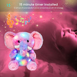Hopearl Colorful LED Musical Stuffed Elephant Light up Singing Plush Elephish Adjustable Volume Lullaby Animated Soothe Christmas Winter Birthday Gifts for Kids Toddlers, Rainbow, 11''