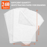 Transfer Paper Tracing Paper for Drawing Trace Paper - PSLER 240 Sheets White Translucent Tracing Paper with 5Pcs Pencil on Artist Lettering Sketch Drawing for Pencil Ink Markers A4 Size 8.5 X 11 Inch