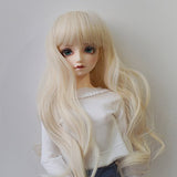 9-10 Inch 1/3 BJD High Temperature Synthetic Fiber Blonde Wig with Full Bang Hair Wig for 1/3 1/4 1/6 BJD SD Doll