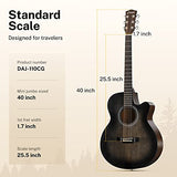 Donner 40 Inch Beginner Acoustic Guitar Cutaway Acustica Guitarra Bundle Kit with Pickup Free Online Lesson Bag Tuner Capo Strap Mini Jumbo for Adult Travel Teen Right Hand Black Brown DAJ-110CD