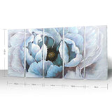 Extra Large Modern Abstract Floral Wall Art Living Room Hand-Painted Blooming Flower Oil Painting on Wrapped Canvas Artwork for Bedroom Bathroom Wall Decoration 5 Pieces Blue Gold