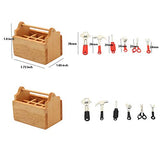 Hiawbon 1:12 Scale Miniature House Tool Box with Tools Model Miniature Figurines for DIY Crafts Ornament Accessories Creative Birthday Handcraft Gift, Set of 2