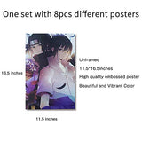 Anime Poster Fans 8pcs, Cool Manga Theme Japanese Posters, Teens Boy Room Wall Decor for Bedroom, Dorm, Daughters Birthday Gift 16x12inch Cartoon Art Prints Unframed (naruto-Sasuke&Sakura&Kakashi)