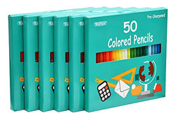 Rarlan Colored Pencils Bulk, Pre-sharpened Colored Pencils for Kids, 50 Assorted Colors, Pack of 6, 300 Count Coloring Pencils